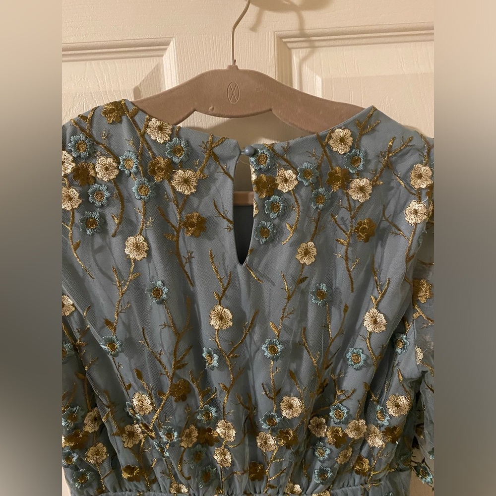 Baltic Born Arabella Dusty Blue Floral Embroidered Midi Dress - Picture 7 of 8